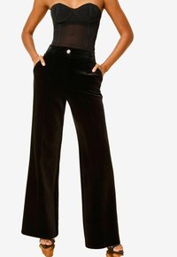 SEQUIN WIDE LEG - Nohavice - black