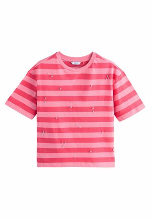 Next REGULAR FIT SHORT SLEEVE EMBELLISHED  - Print T-shirt - pink stripe