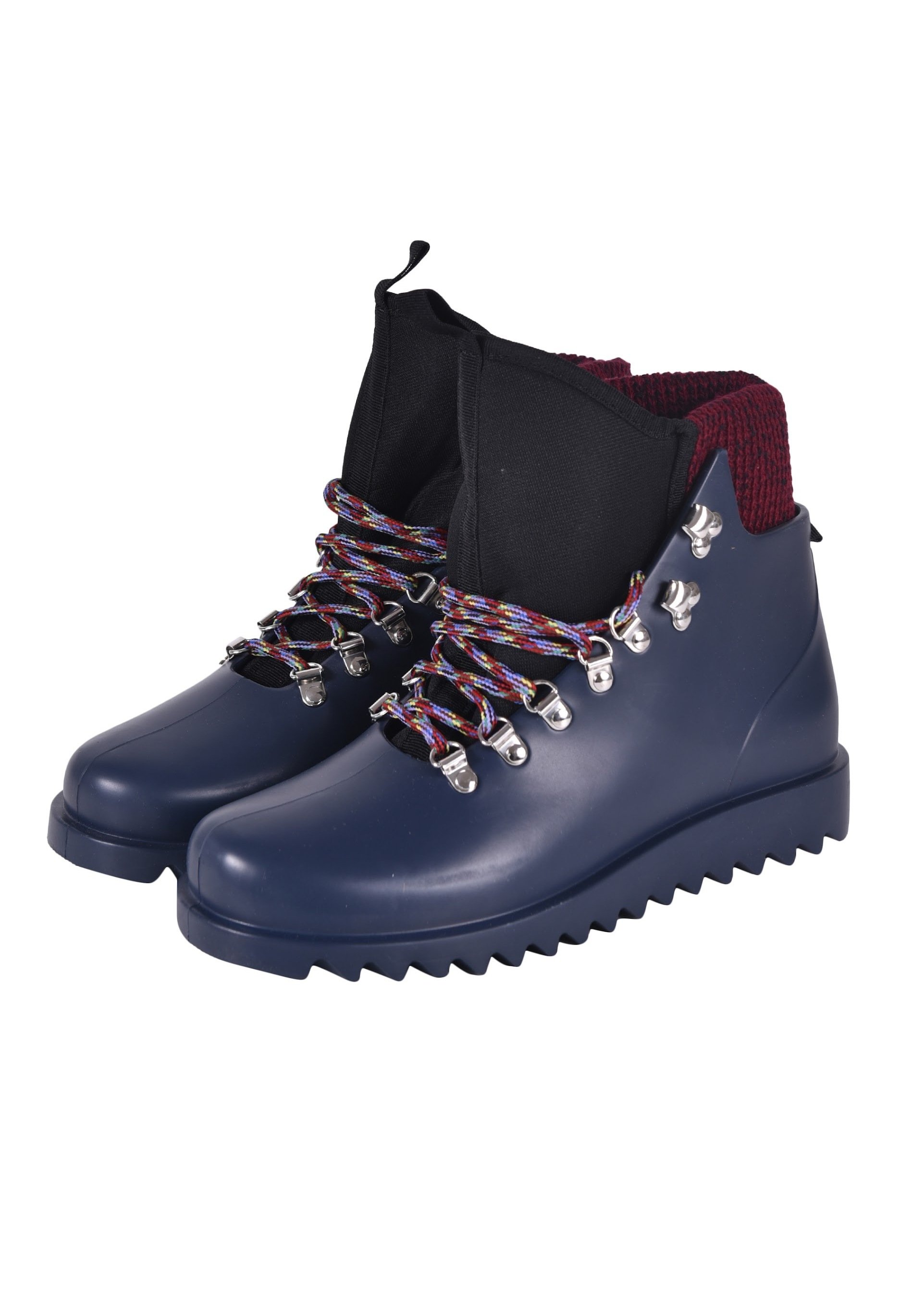 Stivaletti stringati da donna fatti a mano in pelle di capra blu con f –  LeonardoShoes