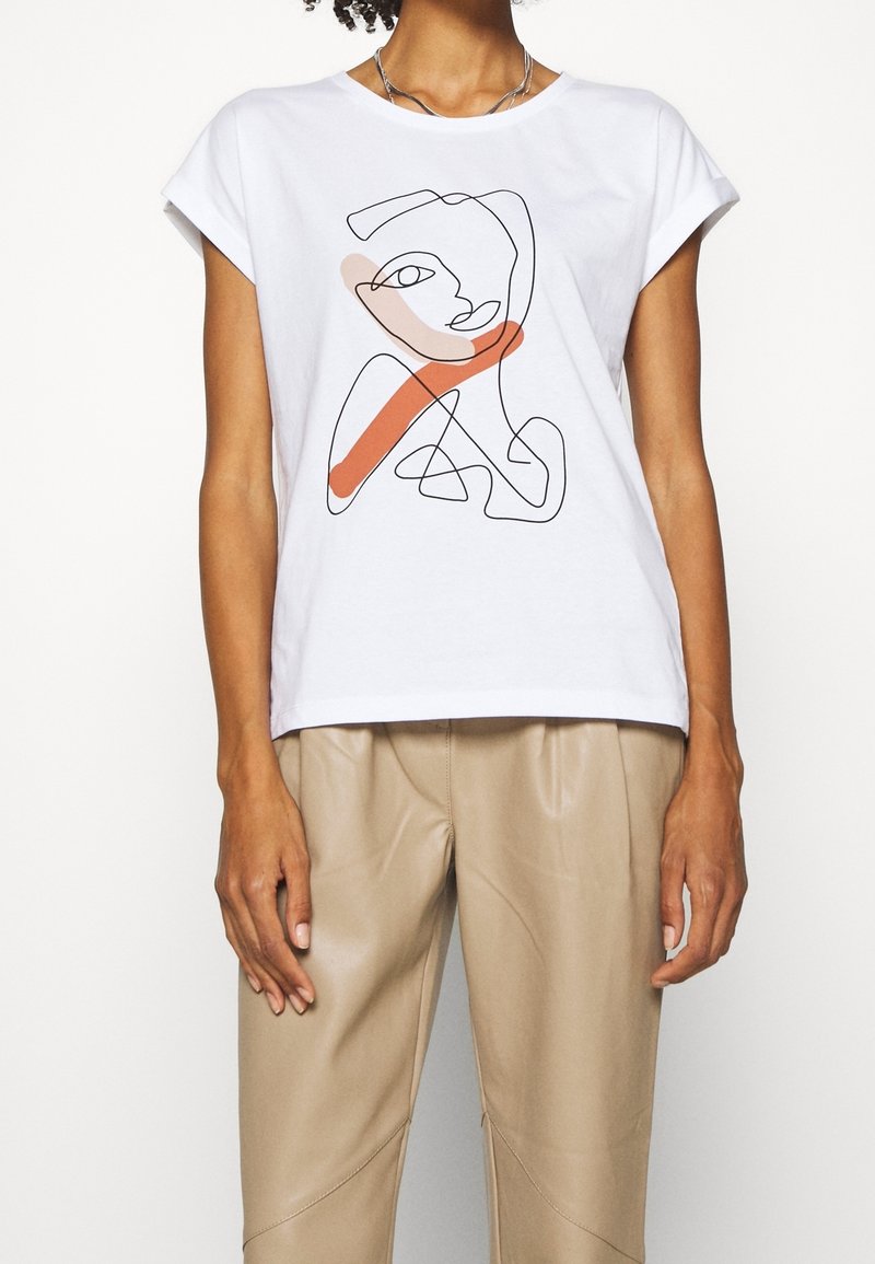 Cream T-shirt med print - white