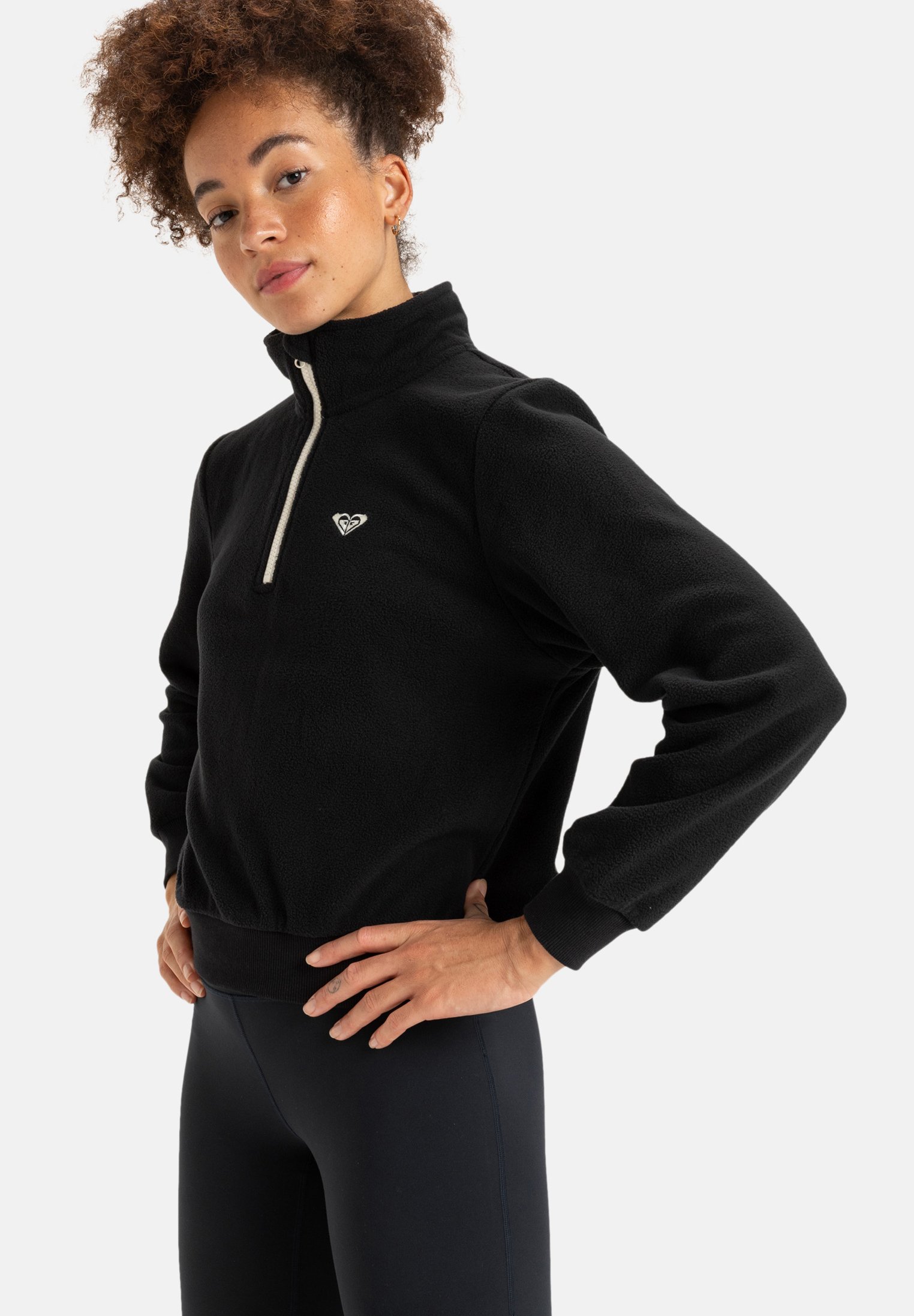 Roxy WAVES OF WARMTH HALF ZIP - Fleece jumper - true black/black