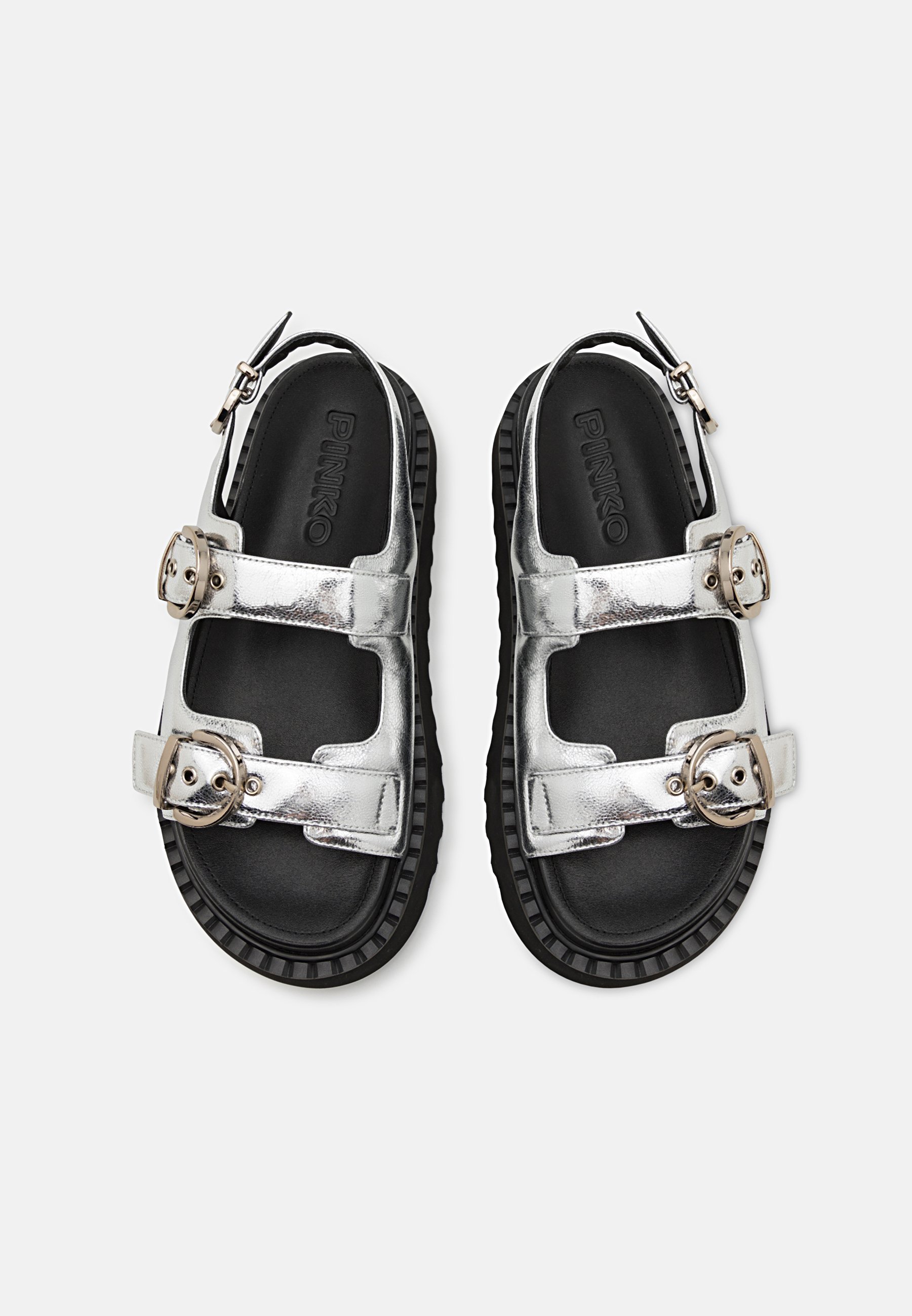 Pinko KATE - Platform sandals - silver/black - Zalando.co.uk