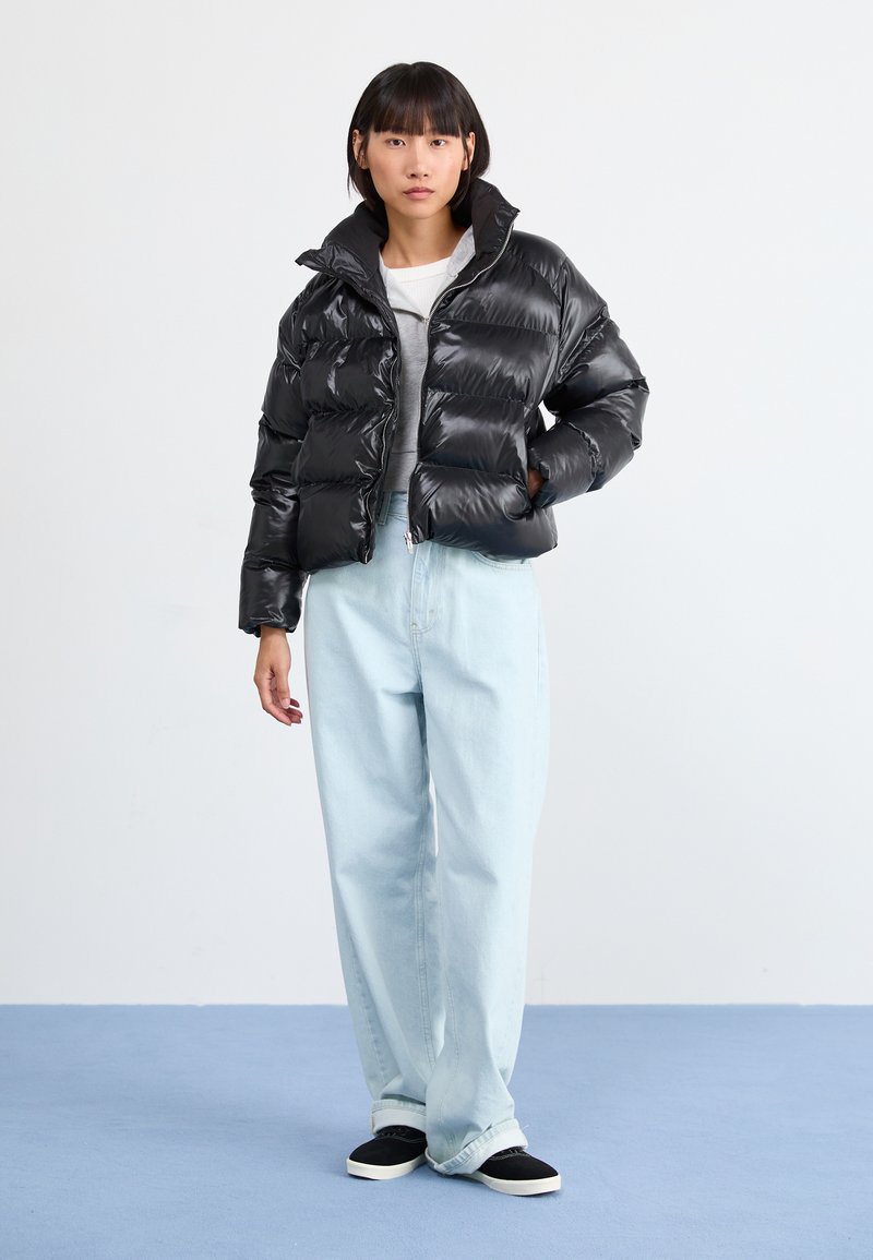 shiny puffer coat