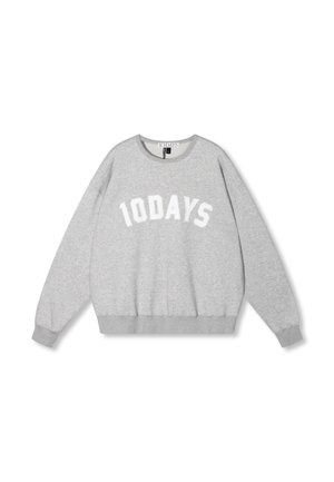 Grijze sweatshirt van zacht materiaal met een witte graphic "10DAYS" op de voorkant, geribbelde mouwen en zoom, ronde hals.