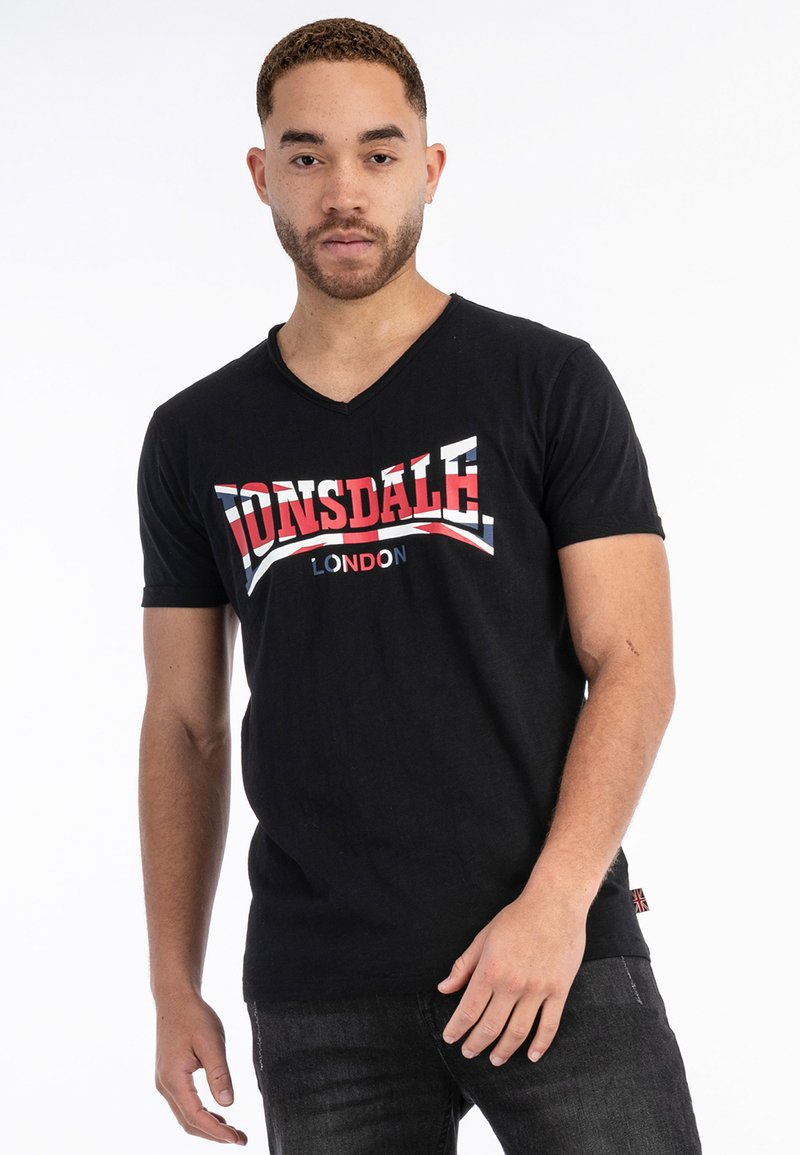 Lonsdale NORMALE PASSFORM STANYDALE - Camiseta estampada - black red white