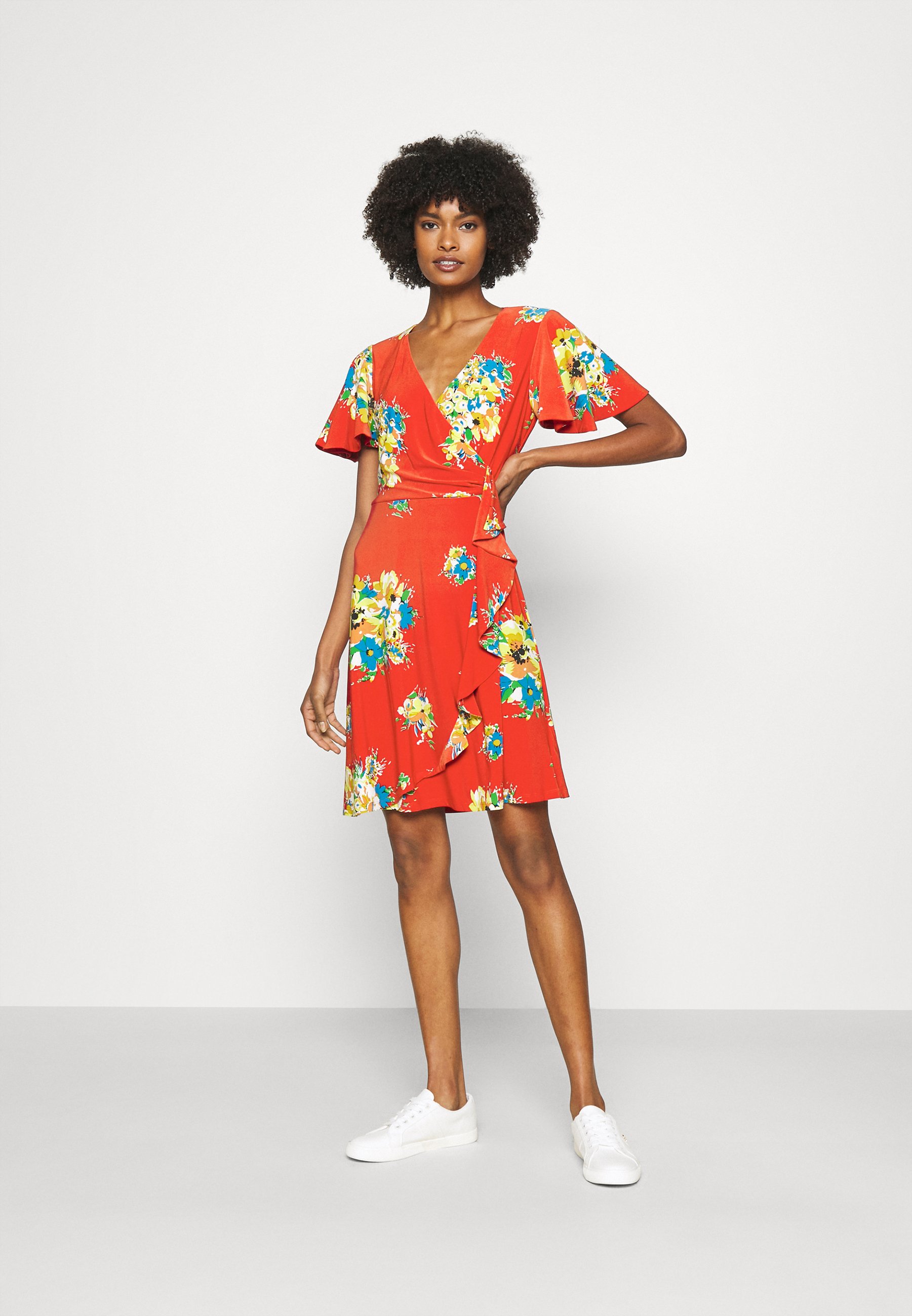 Lauren Ralph Lauren GLADYS - Vestito di maglina -  hibiscus/yellow/multi/rosso - Zalando.it