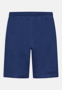 Námořnické modré šortky vyrobené z měkké tkaniny, s elastickým pasem a rovného střihu, s prošívanými lemy a bez kapes.