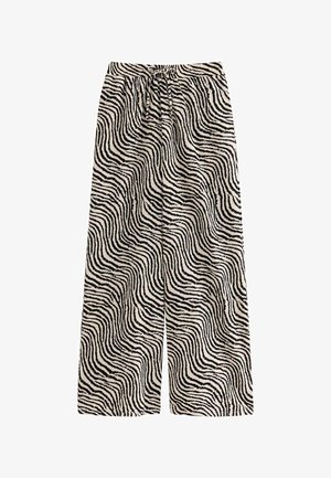 New Look, ZEBRA PRINT CRINKLE TEXTURE WIDE LEG TROUSERS - Trousers - black pattern