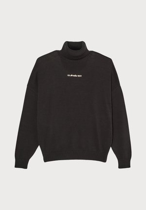 Pull noir Quiksilver à col montant côtelé, à manches longues, avec des poignets et un ourlet côtelés.