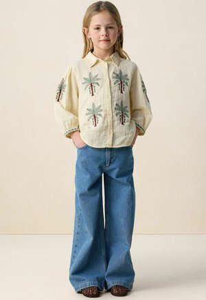 MIT PALMENMUSTER  - Chemisier - hellgelb