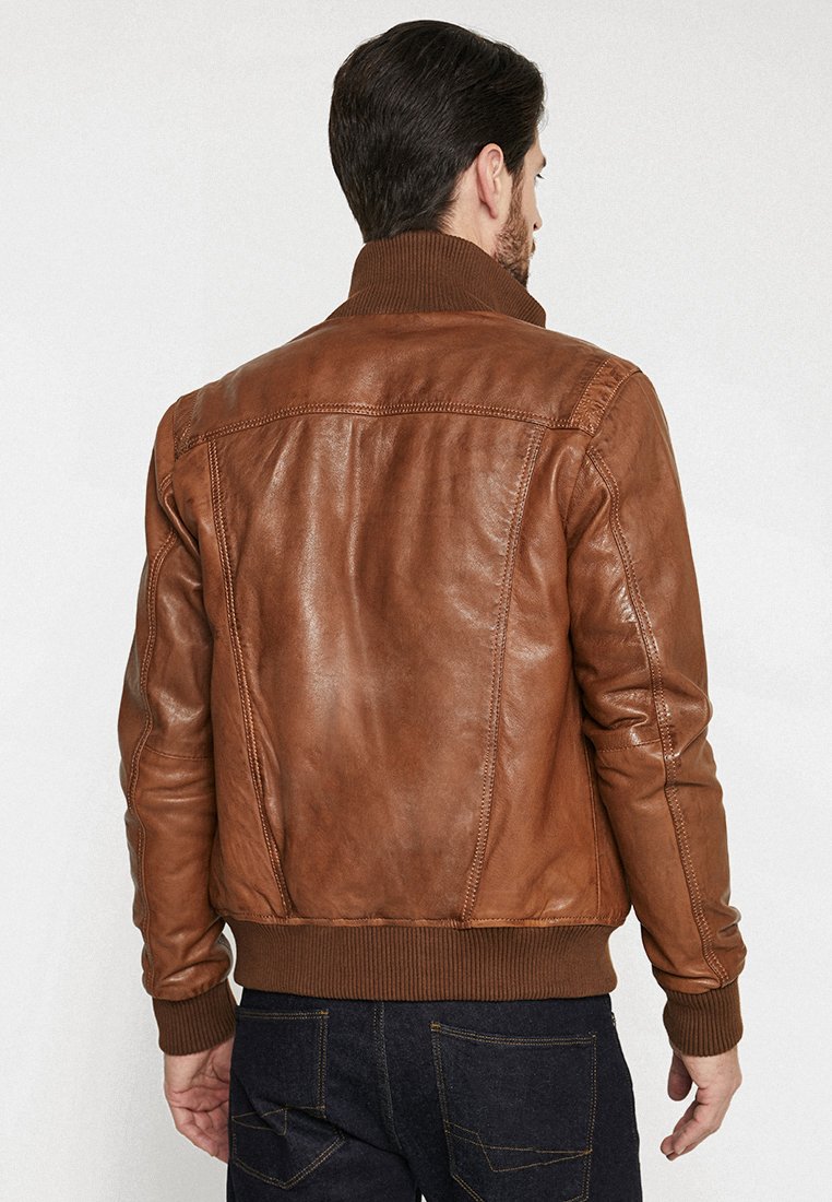cognac bomber jacket