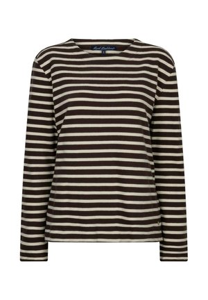 Top met lange mouwen met zwarte en witte horizontale strepen en een ronde hals, maat small, merk Red Button.