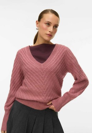 VMSTINNA V-NECK STITCH - Jumper - mesa rose