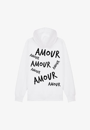 AMOUR3 EMBROIDERY - Majica s kapuljačom i patentnim zatvaračem - white
