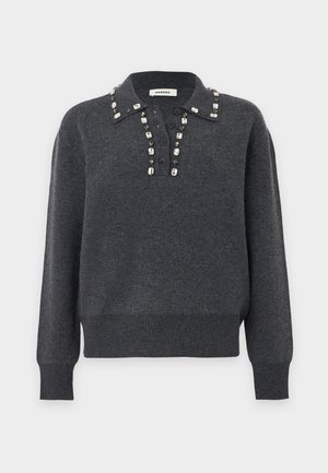 sandro, OVERSIZE AVEC BIJOUX BRODES - Pullover - gris