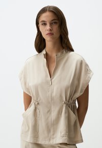 LOOSE FIT OPEN COLLAR WAIST ELASTICIZED - Lichte jas - stoned