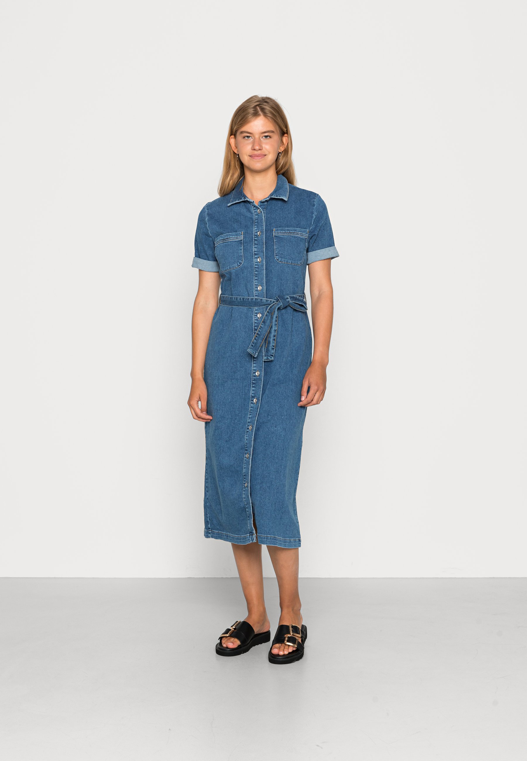 ONLY ONLMIRIAM LIFE LONG DRESS - Vestito di jeans - medium blue denim/carta  da zucchero - Zalando.it