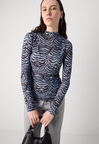 Scotch & Soda ALL OVER PRINTED MOCK NECK LONG SLEEVE - Maglietta a manica lunga - blue