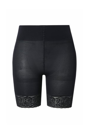 Ulla Popken, LACE TRIM STRETCH-FIT BIKE SHORTS - Shorts - black