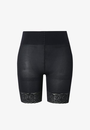 Ulla Popken, LACE TRIM STRETCH-FIT BIKE SHORTS - Shorts - black