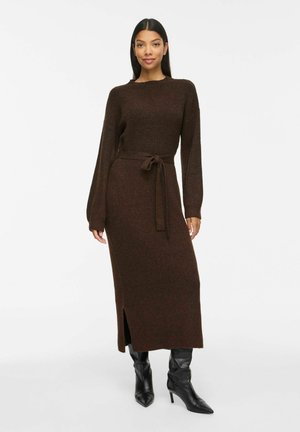 VILA KNITTED DRESS VILASSIA MIDI - Robe pull - coffee bean