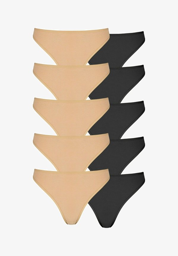 PETITE FLEUR BY LASCANA BASIC 10 PACK - Thong - beige schwarz