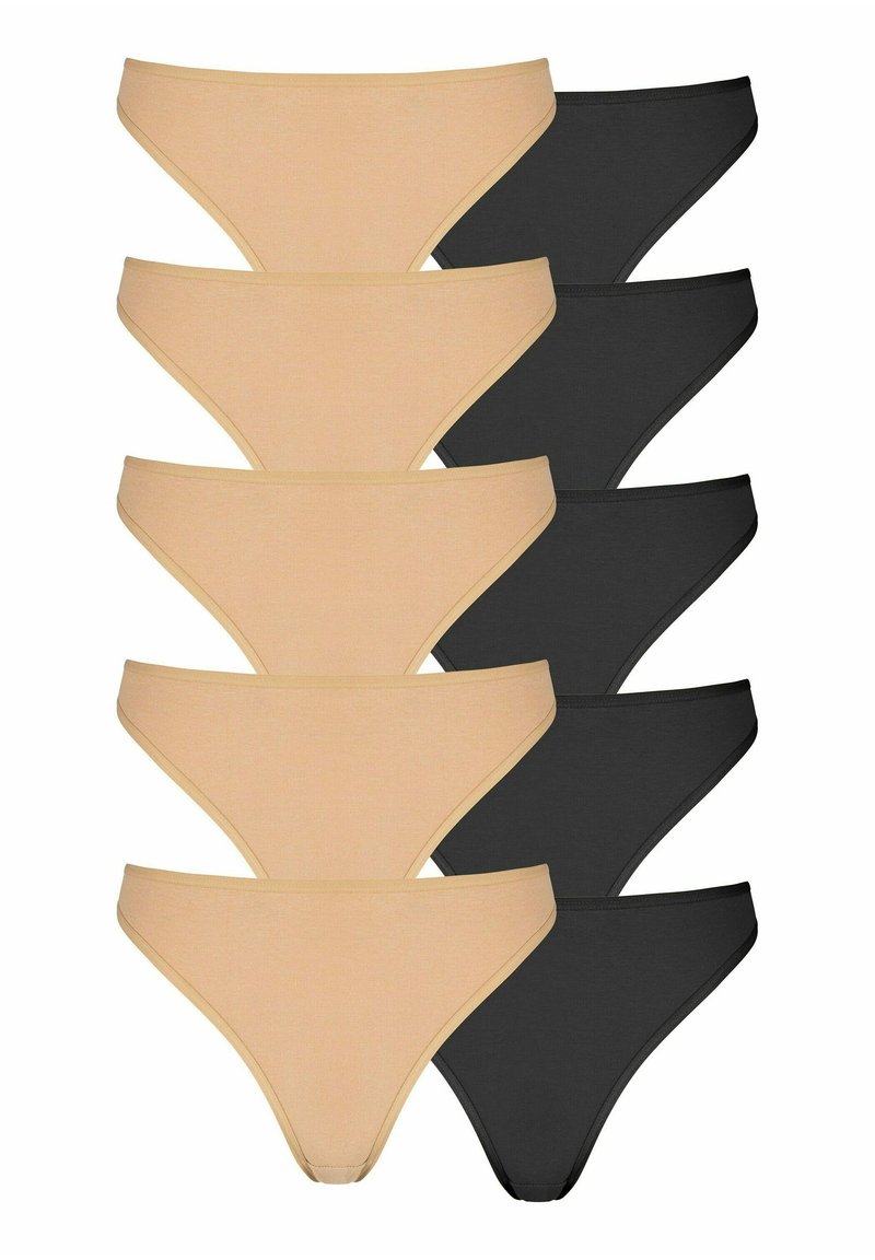 Set aus acht Slips: vier beige und vier schwarz. Baumwollmischung, nahtloses Design mit elastischen Taillenbändern und einer glatten Textur.