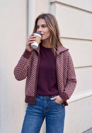 Street One Studio, CHECKERED CARDIGAN WITH A ZIPPER - Gilet - pearly rose mel