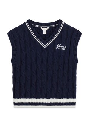 Guess BESTICKTE WESTE - Strickpullover - dunkelblau