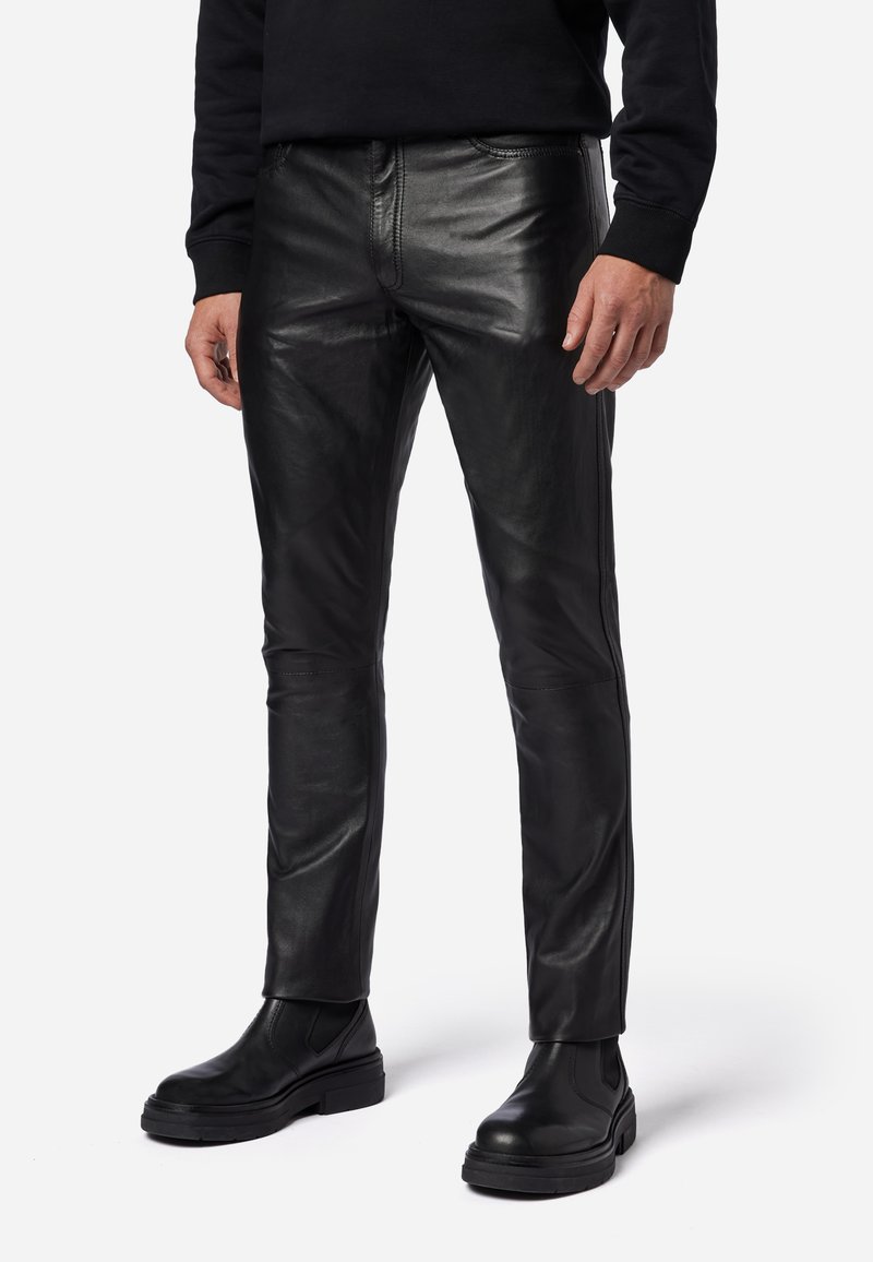 Ricano SLIM FIT - Leather trousers - schwarz/black - Zalando.ie