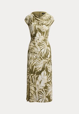 Lauren Ralph Lauren, PALM-FROND-PRINT JERSEY COWLNECK DRESS - Robe en jersey - olive multi