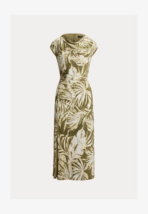 Lauren Ralph Lauren, PALM-FROND-PRINT JERSEY COWLNECK DRESS - Trikotaažkleit - olive multi