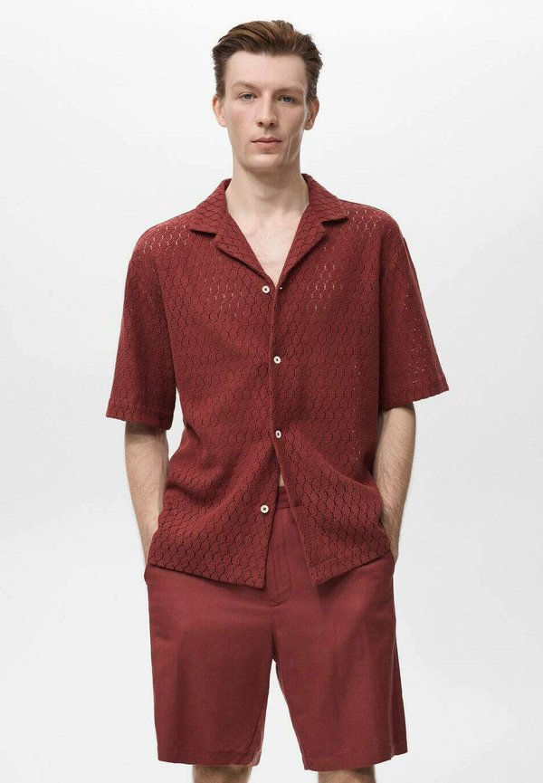 WITH OPENWORK DETAIL - Shirt - cherry