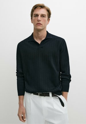 Massimo Dutti, Poloshirts - mottled dark blue