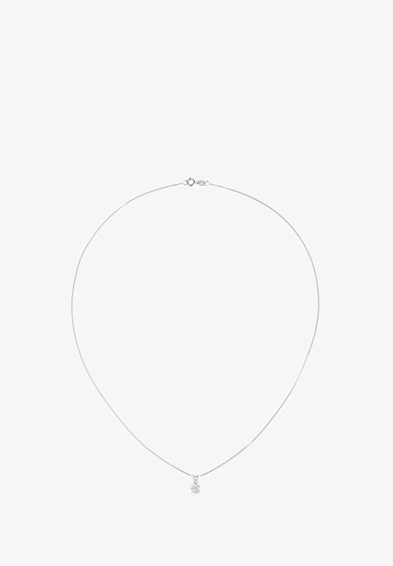 Collar de plata con una cadena delgada y un pequeño colgante geométrico que asemeja una piña, con detalles intrincados y un acabado pulido.