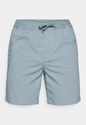 Shorts bleu clair en tissu léger, dotés d'une taille élastique avec cordon de serrage, et d'une coupe droite avec des coutures discrètes.