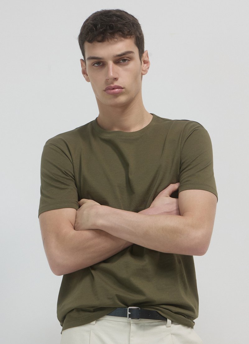 Calliope GIROCOLLO TINTA UNITA - T-shirt basic - verde militare