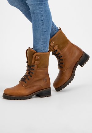 Bottines à lacets - cognac
