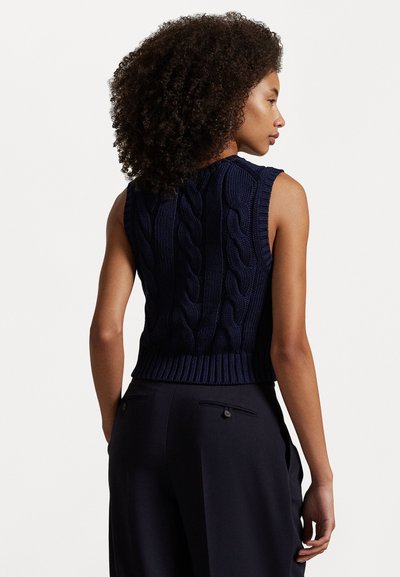 Polo Ralph Lauren CABLE KNIT COTTON CROPPED VEST - Džemperis - hunter navy