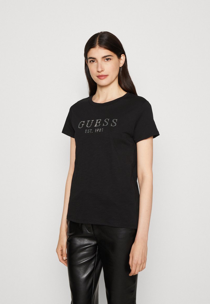 Guess - 1981 CRYSTAL EASY TEE - Nyomott mintás póló - jet black, Nagyítás