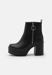 Enkellaarsjes met plateauzool - black