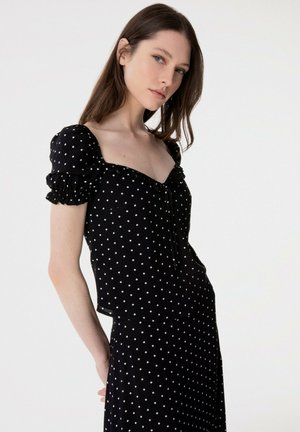 MAR DE MARGARITAS TOP IN CREPE CON VOLANT - Camicetta - petit pois nero