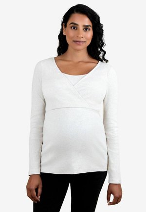 FIT - WRAP LONG SLEEVE RIBBED  - Pikkade varrukatega topp - natural