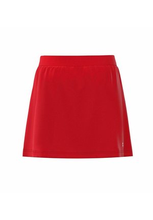 Falda deportiva roja hecha de un tejido suave y ligero. Cuenta con una banda elástica suave en la cintura y una forma acampanada tipo A que facilita el movimiento.