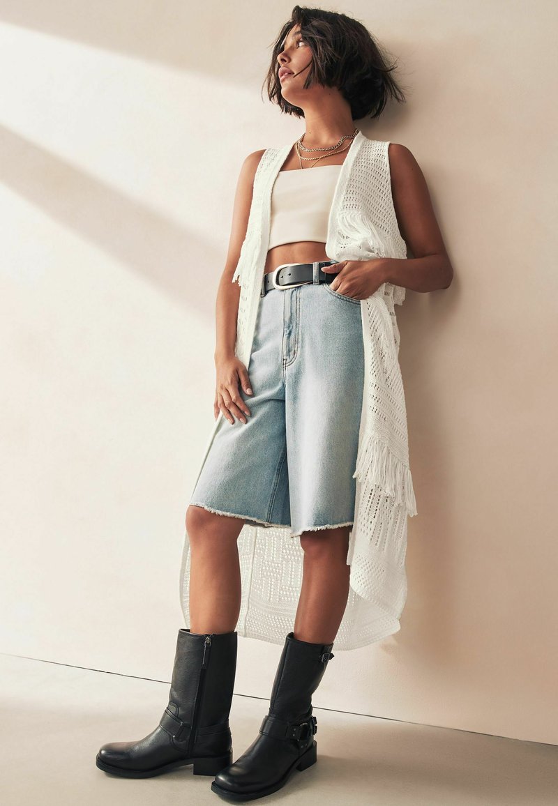 Next LONGLINE FRINGE - Cardigan - white
