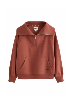 Self., REGULAR FIT - HALF ZIP SWEATSHIRT - Sweatshirt - rust brown