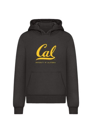 Schwarzer Hoodie aus Baumwollmischung mit einer Vordertasche. Enthält das gelbe "Cal"-Logo und den Text "University of California" auf der Brust.