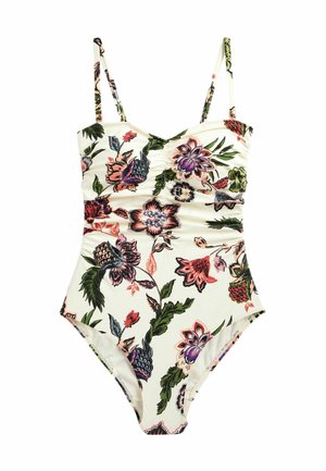 TUMMY CONTROL RUCHED BANDEAU TALL - Maillot de bain - cream pink floral
