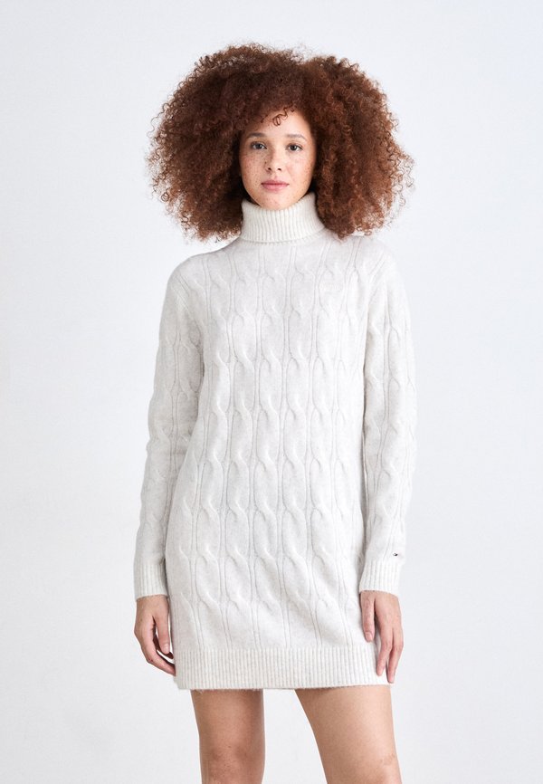 SCRIPT CABLE DRESS - Jumper dress - oat marl