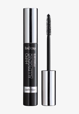 Svart hypoallergen mascara med en glansig silverkapsyl. Inkluderar en avsmalnande borste för exakt applicering. Märkbar branding på tuben.